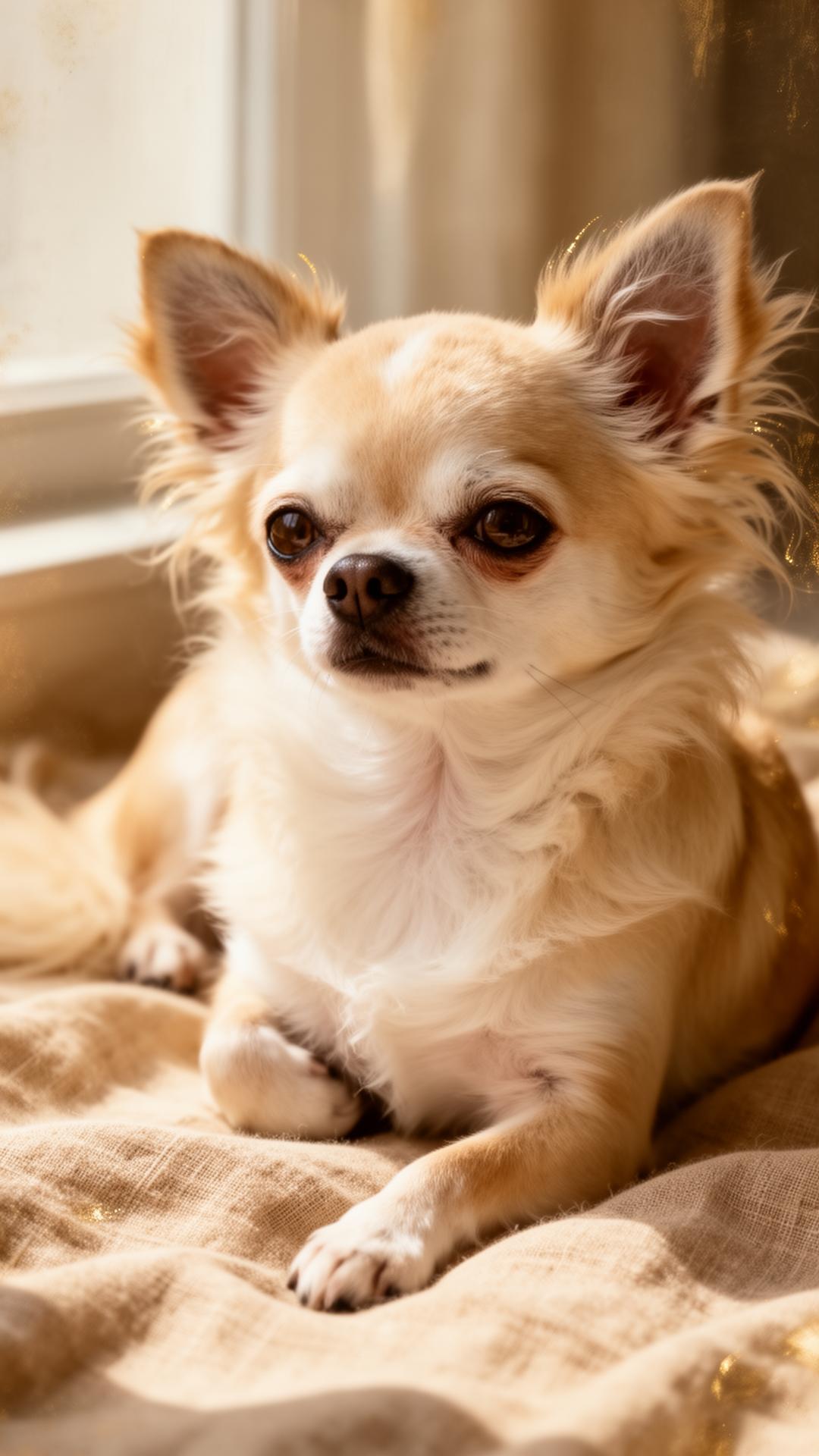 Chihuahua adulto descansando em ambiente luminoso